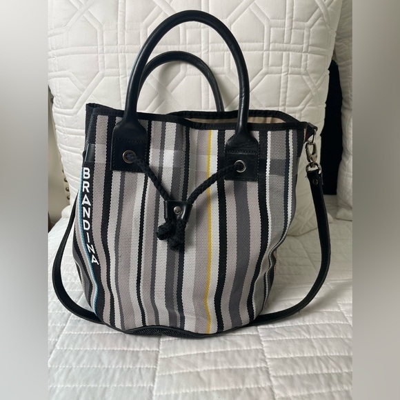 BRANDINA The Original Canvas & Leather Top Handle Crossbody Bucket Bag Tote - Picture 11 of 16
